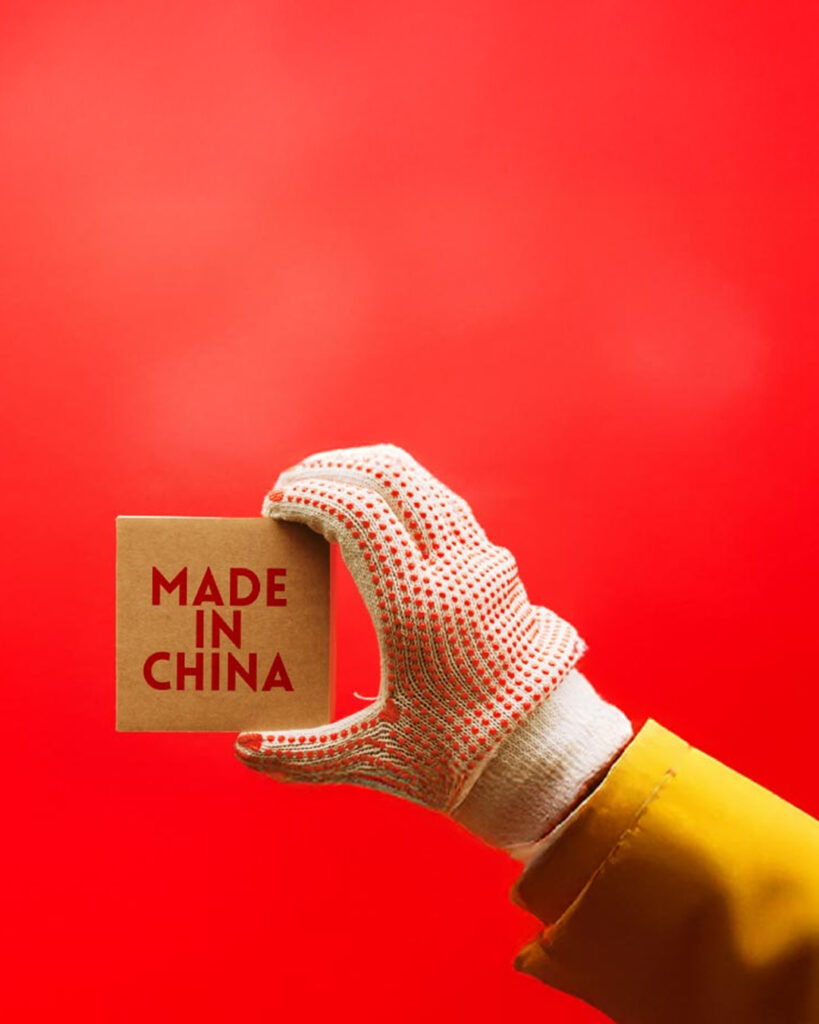 Illustration of China’s industrial and tech advancements under the Made in China 2025 policy, including AI, semiconductors, and green energy sectors.