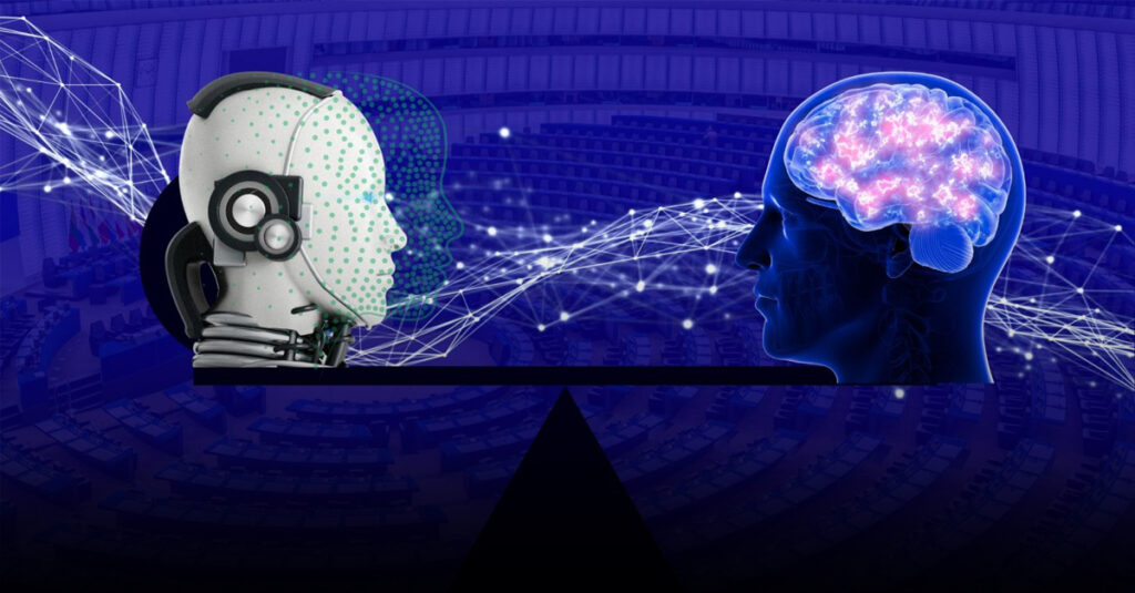 Illustration representing democratization of AI in 2025 with diverse users interacting with intelligent technology