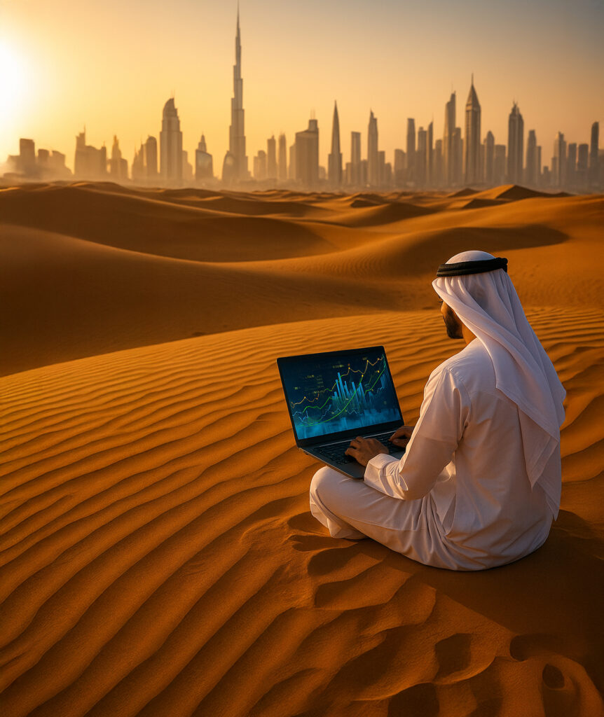 AI adoption UAE illustration showing business integration in emerging markets